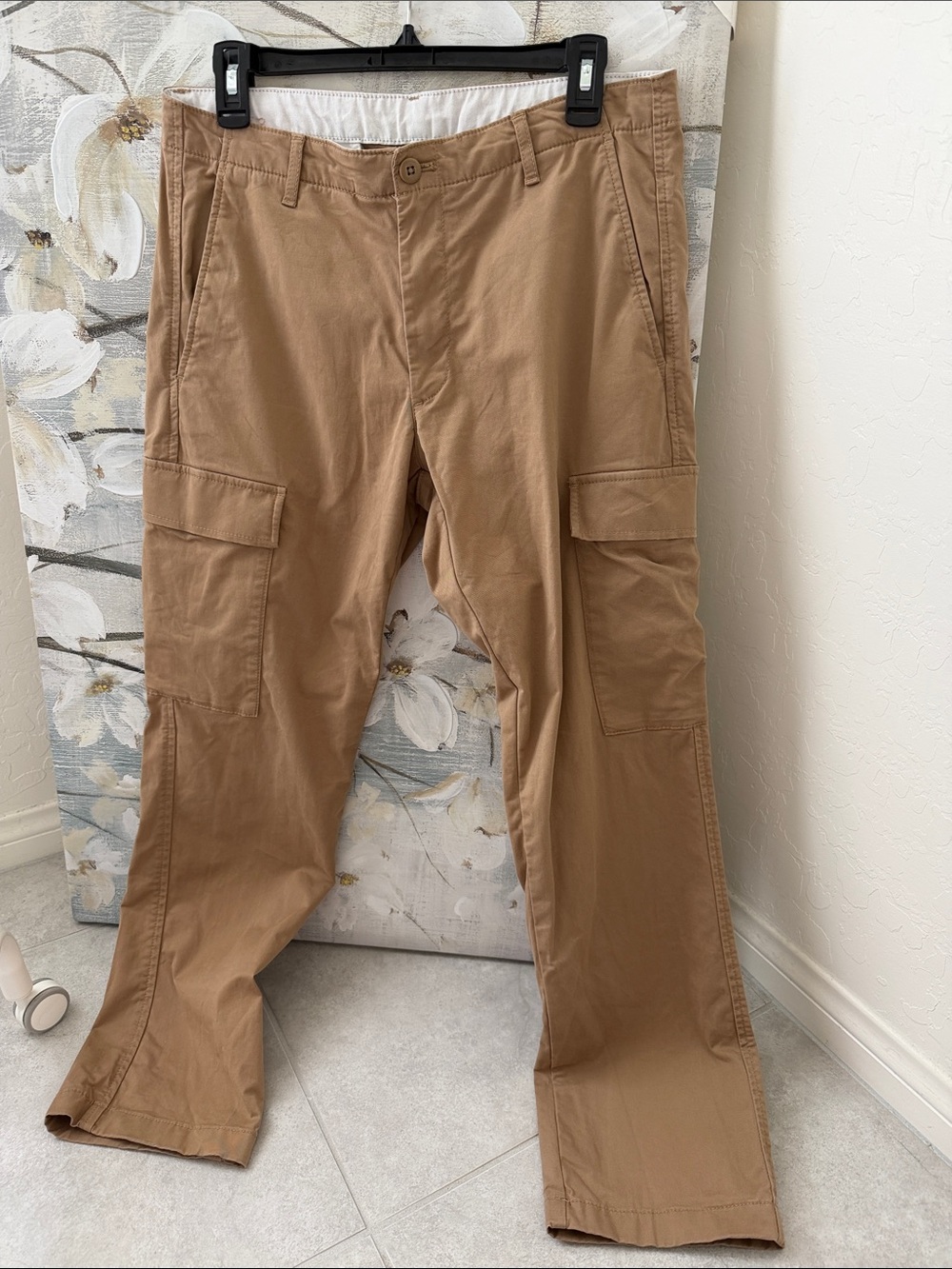 Calvin Klein Tan Cargo Pants with Utility Pockets